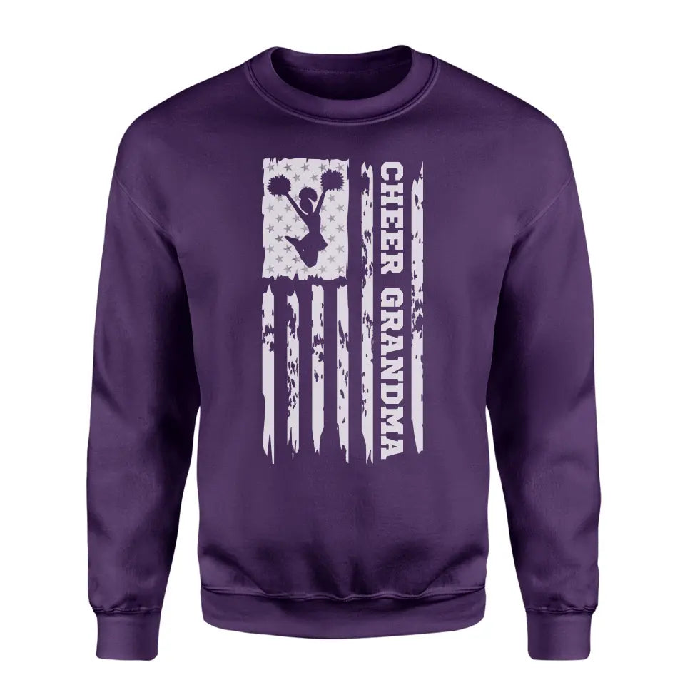 cheer grandma vertical flag on a sweatshirt with a white graphic