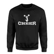 basic cheer with cheerleader icon on a sweatshirt with a white graphic