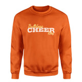 custom cheer mascot and cheerleader name on a sweatshirt with a white graphic