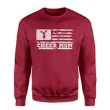 cheer mom horizontal flag on a sweatshirt with a white graphic