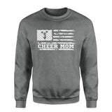 cheer mom horizontal flag on a sweatshirt with a white graphic