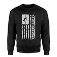 dance grandpa vertical flag on a sweatshirt with a white graphic