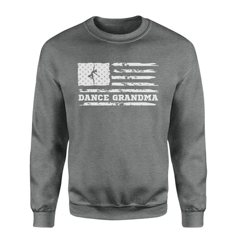 dance grandma horizontal flag on a sweatshirt with a white graphic