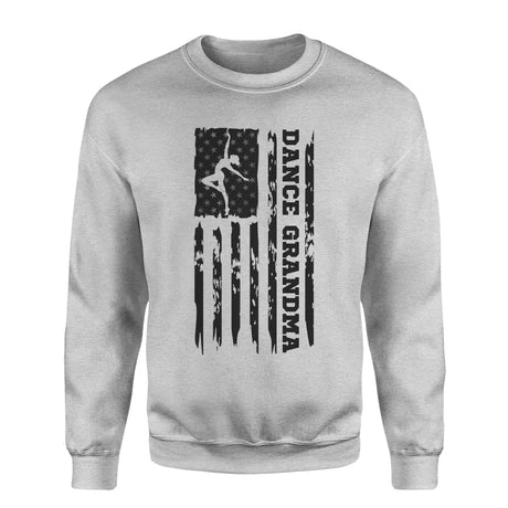 dance grandma vertical flag on a sweatshirt with a black graphic