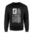 dance grandma vertical flag on a sweatshirt with a white graphic