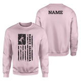 dance grandma vertical flag with dancer name on a sweatshirt with a black graphic