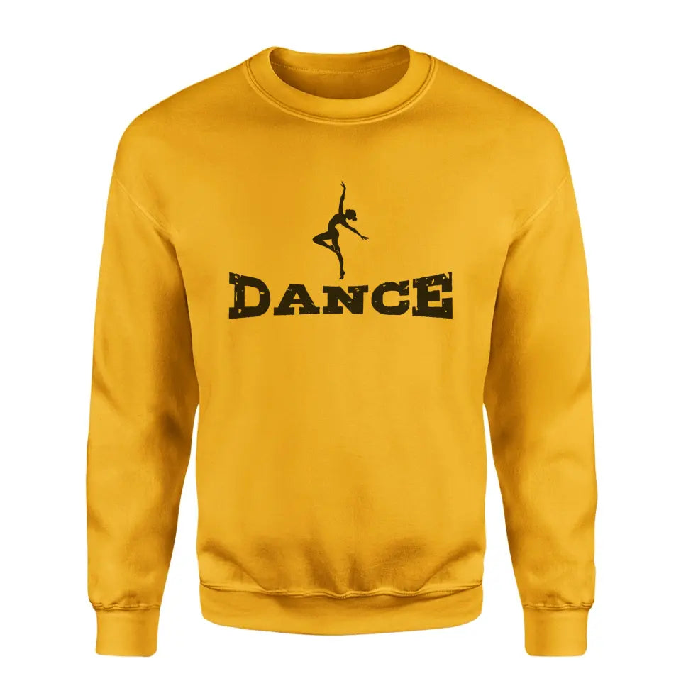 basic dance with dancer icon on a sweatshirt with a black graphic