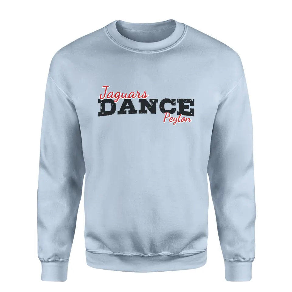 custom dance mascot and dancer name on a sweatshirt with a black graphic