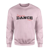 custom dance mascot and dancer name on a sweatshirt with a black graphic