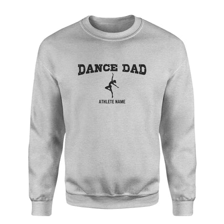 dance dad with dancer icon and dancer name on a sweatshirt with a black graphic