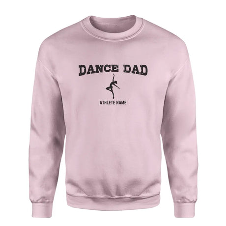 dance dad with dancer icon and dancer name on a sweatshirt with a black graphic