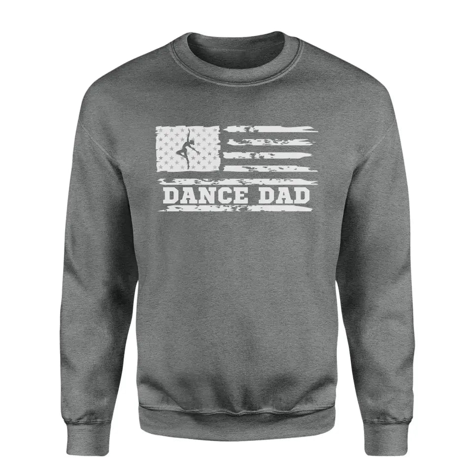 dance dad horizontal flag on a sweatshirt with a white graphic