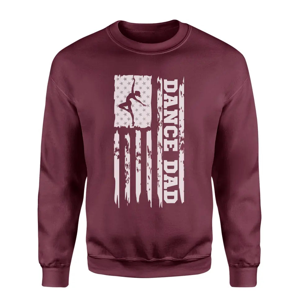 dance dad vertical flag on a sweatshirt with a white graphic