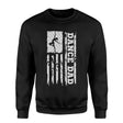 dance dad vertical flag on a sweatshirt with a white graphic