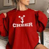 basic cheer with cheerleader icon on a sweatshirt with a white graphic