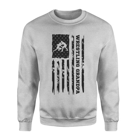 wrestling grandpa vertical flag on a sweatshirt with a black graphic