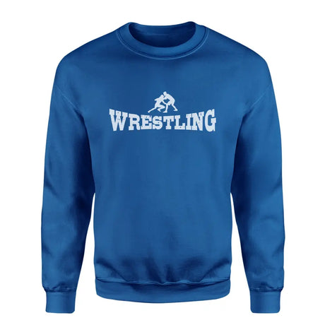 basic wrestling with wrestler icon on a sweatshirt with a white graphic