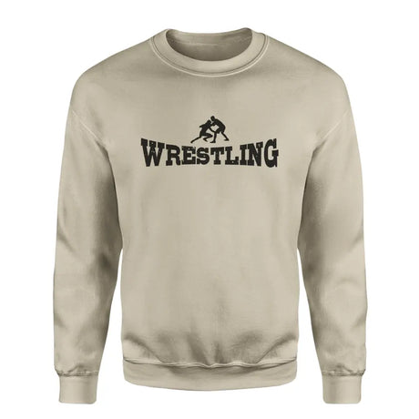 basic wrestling with wrestler icon on a sweatshirt with a black graphic