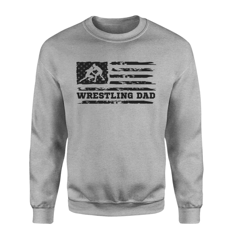 Wrestling Dad Horizontal Flag on a Sweatshirt with a Black Graphic