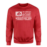 wrestling dad horizontal flag on a sweatshirt with a white graphic