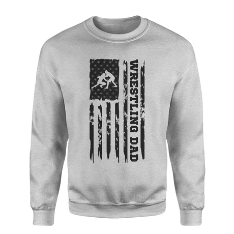 wrestling dad vertical flag on a sweatshirt with a black graphic