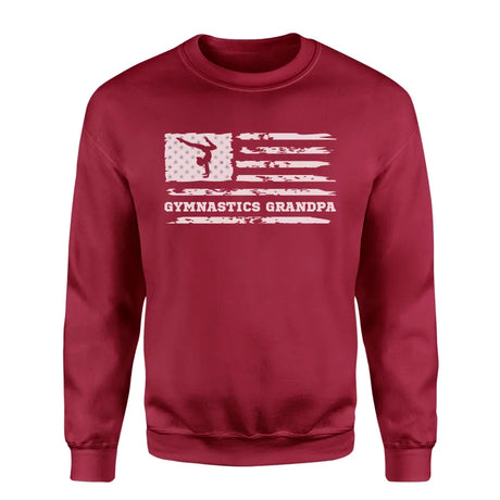 gymnastics grandpa horizontal flag on a sweatshirt with a white graphic