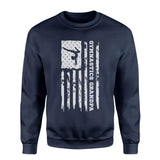 gymnastics grandpa vertical flag on a sweatshirt with a white graphic