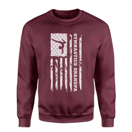 gymnastics grandpa vertical flag on a sweatshirt with a white graphic