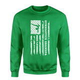 gymnastics grandpa vertical flag on a sweatshirt with a white graphic