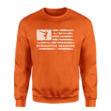 gymnastics grandma horizontal flag on a sweatshirt with a white graphic