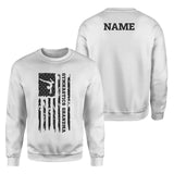 gymnastics grandma vertical flag with gymnast name on a sweatshirt with a black graphic