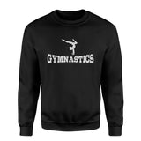 basic gymnastics with gymnast icon on a sweatshirt with a white graphic