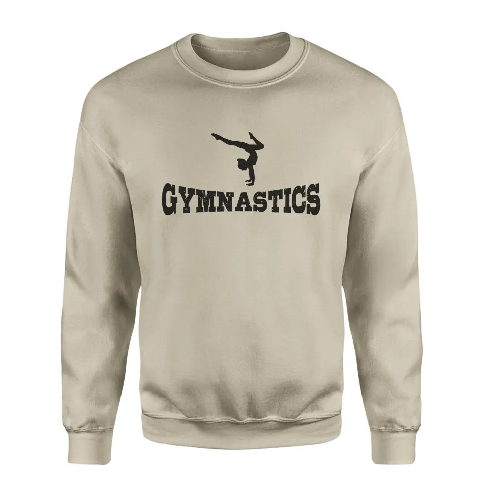 basic gymnastics with gymnast icon on a sweatshirt with a black graphic