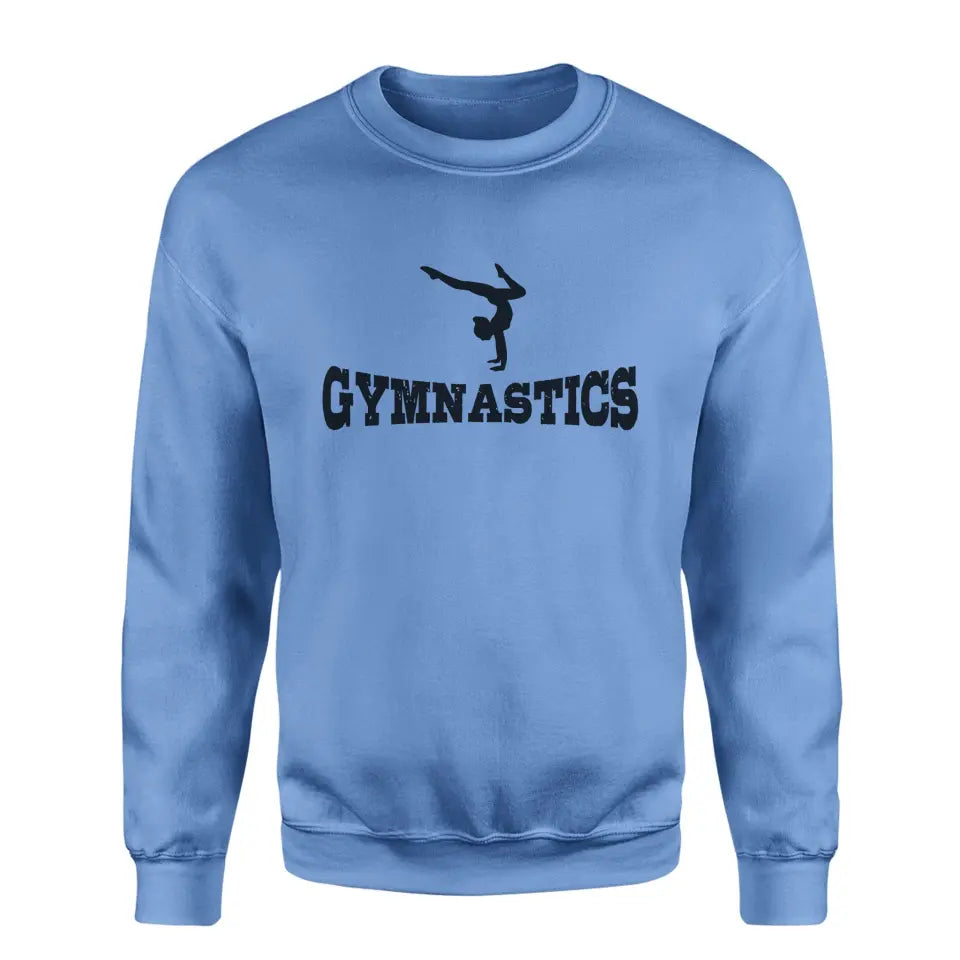 basic gymnastics with gymnast icon on a sweatshirt with a black graphic