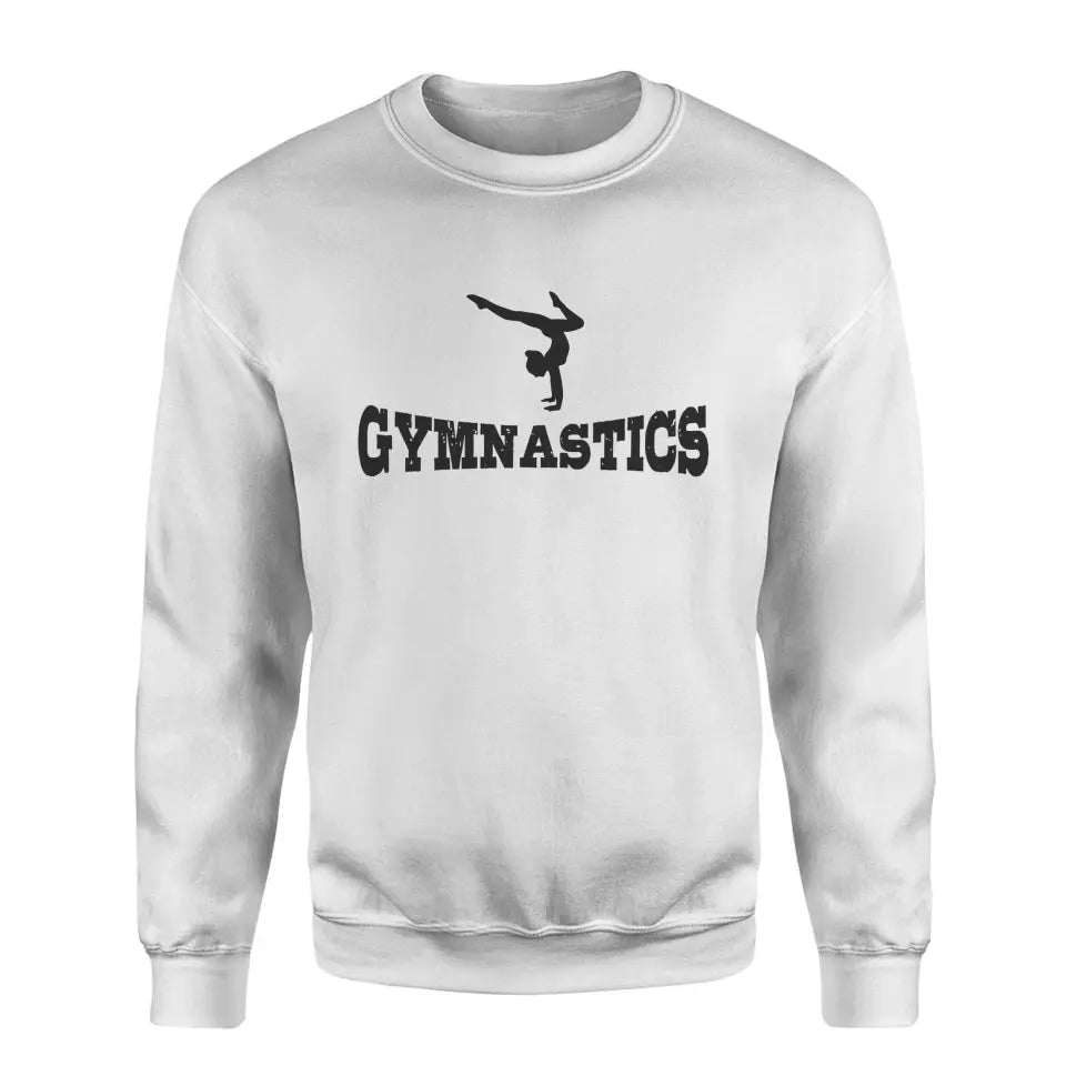 basic gymnastics with gymnast icon on a sweatshirt with a black graphic