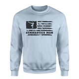 Gymnastics Mom Horizontal Flag on a Sweatshirt with a Black Graphic