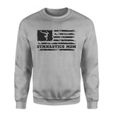 gymnastics mom horizontal flag on a sweatshirt with a black graphic