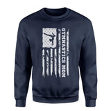 gymnastics mom vertical flag on a sweatshirt with a white graphic