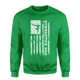 gymnastics dad vertical flag on a sweatshirt with a white graphic