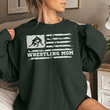 wrestling mom horizontal flag on a sweatshirt with a white graphic