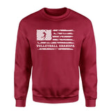 volleyball grandpa horizontal flag on a sweatshirt with a white graphic