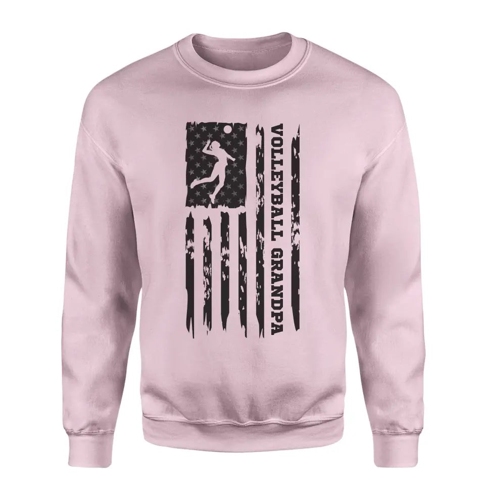 volleyball grandpa vertical flag on a sweatshirt with a black graphic