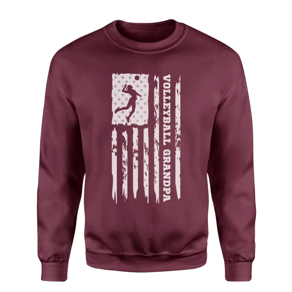 volleyball grandpa vertical flag on a sweatshirt with a white graphic