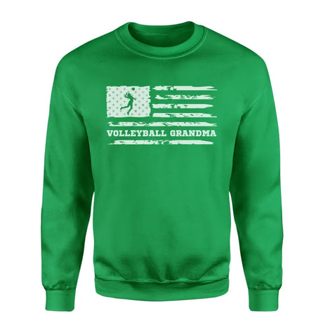 volleyball grandma horizontal flag on a sweatshirt with a white graphic