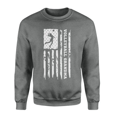 volleyball grandma vertical flag on a sweatshirt with a white graphic