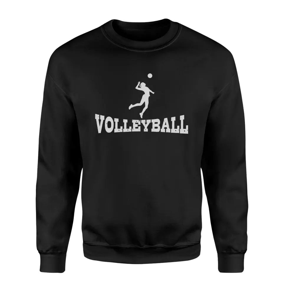 basic volleyball with volleyball player icon on a sweatshirt with a white graphic