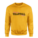 custom volleyball mascot and volleyball player name on a sweatshirt with a black graphic