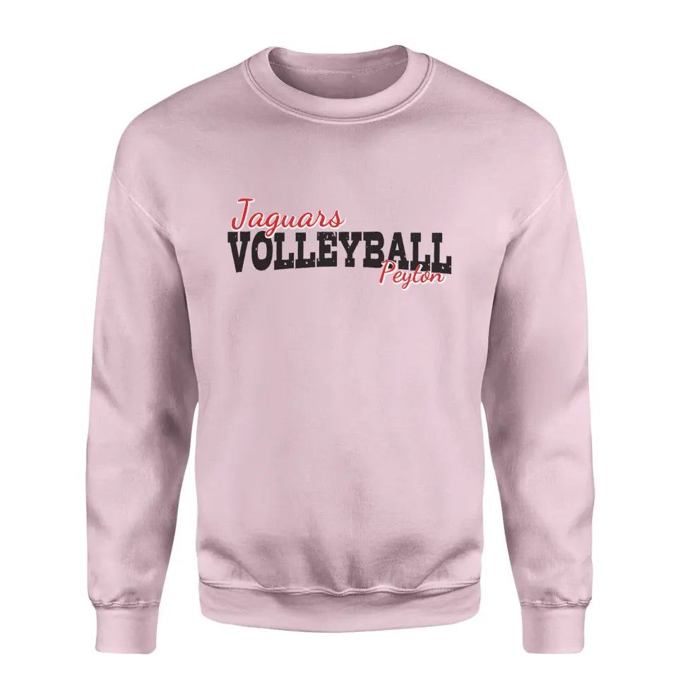 custom volleyball mascot and volleyball player name on a sweatshirt with a black graphic