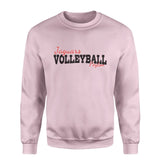 custom volleyball mascot and volleyball player name on a sweatshirt with a black graphic