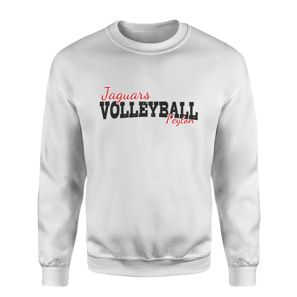 custom volleyball mascot and volleyball player name on a sweatshirt with a black graphic